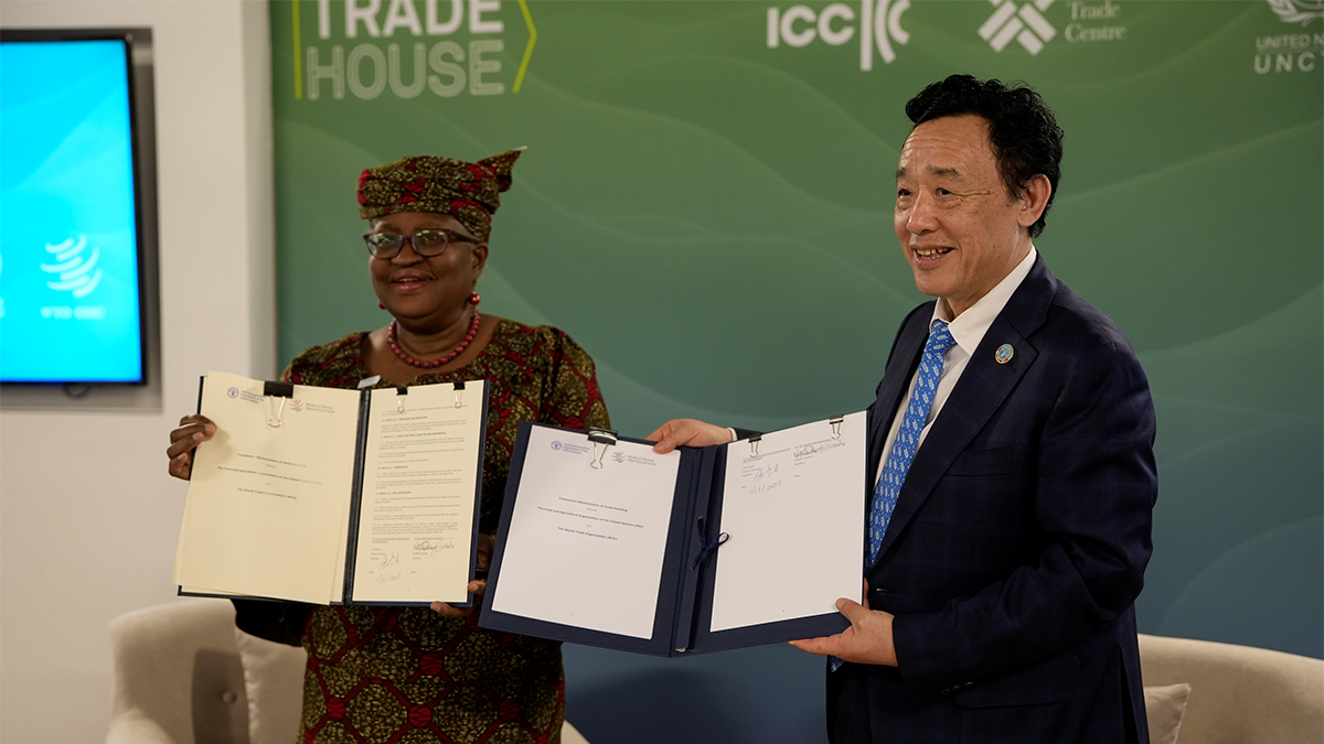 Heads of WTO, FAO sign agreement to boost cooperation on trade, food and climate change